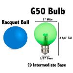 5 Pack Green LED G50 Globe Bulbs