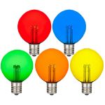 5 Pack Multi Colored LED G50 Globe Bulbs