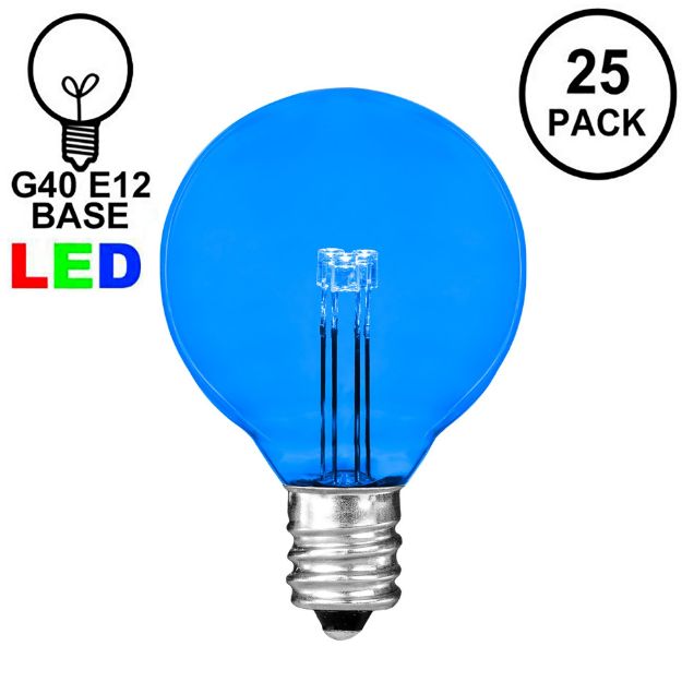 Blue - G40 - Glass LED Replacement Bulbs - 25 Pack