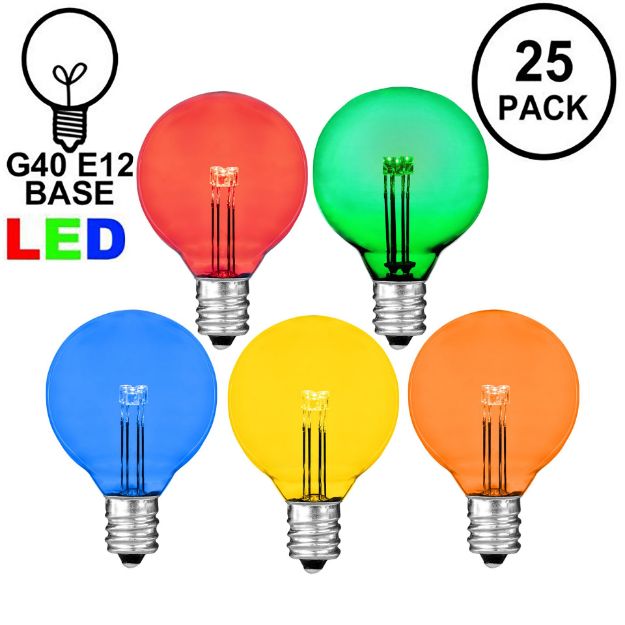 Multi Colored - G40 - Glass LED Replacement Bulbs - 25 Pack