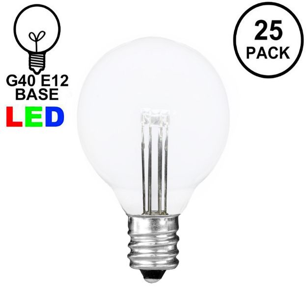 Pure White - G40 - Glass LED Replacement Bulbs - 25 Pack