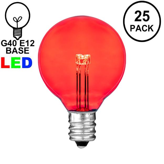 Red - G40 - Glass LED Replacement Bulbs - 25 Pack