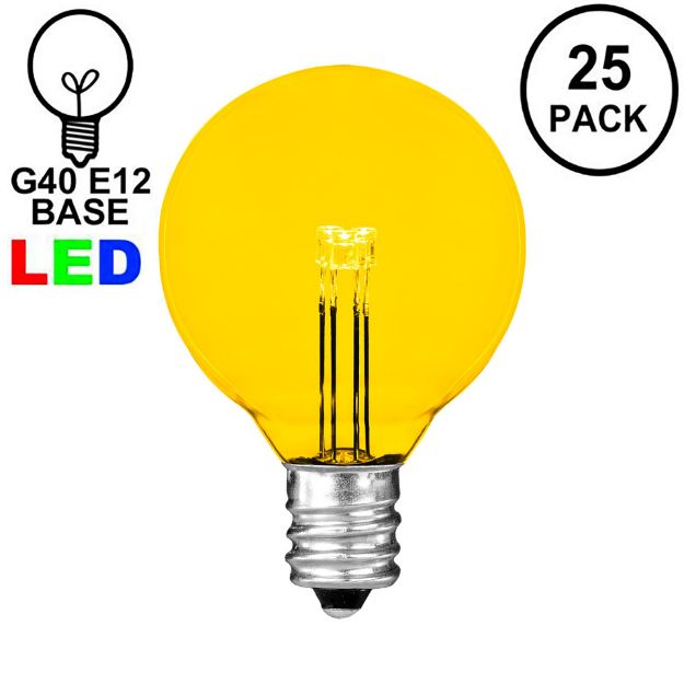 Yellow - G40 - Glass LED Replacement Bulbs - 25 Pack