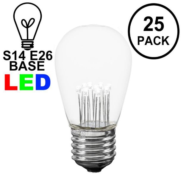 Pure White S14 LED Medium Base e26 Bulbs w/ 9 LEDs - 25pk