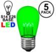 5 Pack Green S14 LED Medium Base e26 Bulbs w/ 9 LEDs