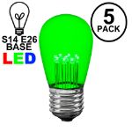 5 Pack Green S14 LED Medium Base e26 Bulbs w/ 9 LEDs