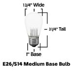 5 Pack Pure White S14 LED Medium Base e26 Bulbs w/ 9 LEDs