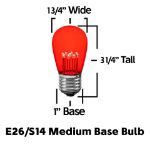 5 Pack Red S14 LED Medium Base e26 Bulbs w/ 9 LEDs