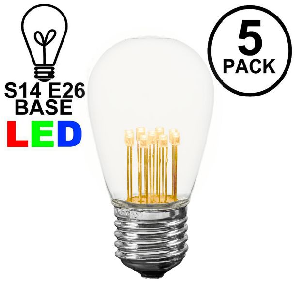 5 Pack Warm White S14 LED Medium Base e26 Bulbs w/ 9 LEDs
