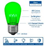 Green S14 LED Medium Base e26 Bulbs w/ 9 LEDs - 25pk