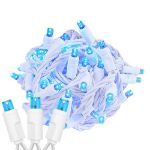 Commercial Grade Wide Angle 50 LED Blue 25' Long on White Wire