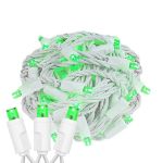Commercial Grade Wide Angle 50 LED Green 25' Long on White Wire