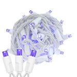 Commercial Grade Wide Angle 50 LED Purple 25' Long White Wire