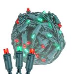 Commercial Grade Wide Angle 50 LED Red/Green 25' Long on Green Wire