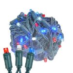 Commercial Grade Wide Angle 50 LED Red/White/Blue 25' Long on Green Wire