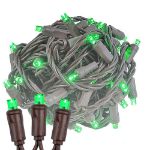 Commercial Grade Wide Angle 50 LED Green 25' Long on Brown Wire