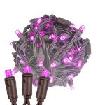 Commercial Grade Wide Angle 50 LED Pink 25' Long on Brown Wire