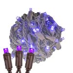 Commercial Grade Wide Angle 50 LED Purple 25' Long on Brown Wire