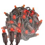 Commercial Grade Wide Angle 50 LED Red 25' Long on Brown Wire
