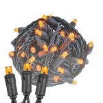 Commercial Grade Wide Angle 50 LED Amber 25' Long on Black Wire