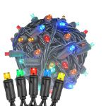 Commercial Grade Wide Angle 50 LED Multi 25' Long on Black Wire