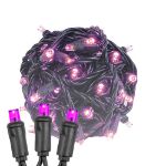 Commercial Grade Wide Angle 50 LED Pink 25' Long on Black Wire