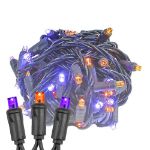 Commercial Grade Wide Angle 50 LED Purple/Amber 25' Long on Black Wire