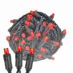 Commercial Grade Wide Angle 50 LED Red 25' Long on Black Wire