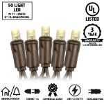 Twinkle LED Christmas Lights 50 LED Warm White 25' Brown Wire