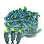 Commercial Grade Wide Angle 50 LED Lime Green 25' Long on Green Wire