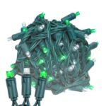 Commercial Grade Wide Angle 50 LED Green/Pure White White 25' Long on Green Wire