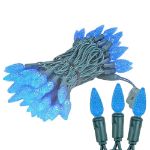 Blue 70 LED C6 Strawberry Mini Lights Commercial Grade on Green Wire