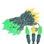 Green and Yellow 70 LED C6 Strawberry Mini Lights Commercial Grade Green Wire
