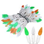 Green White and Orange 70 LED C6 Strawberry Mini Lights Commercial Grade on White Wire