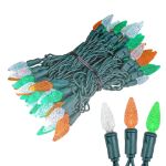 Green/White/Orange 70 LED C6 Strawberry Mini Lights Commercial Grade Green Wire
