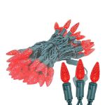 Red 70 LED C6 Strawberry Mini Lights Commercial Grade on Green Wire