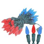 Red and Blue 70 LED C6 Strawberry Mini Lights Commercial Grade Green Wire