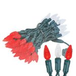 Red and White 70 LED C6 Strawberry Mini Lights Commercial Grade Green Wire