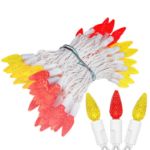 Red and Yellow 70 LED C6 Strawberry Mini Lights Commercial Grade on White Wire