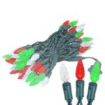 Red Green & White 70 LED C6 Strawberry Mini Lights Commercial Grade Green Wire