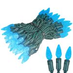 Teal 70 LED C6 Strawberry Mini Lights Commercial Grade on Green Wire