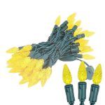 Yellow 70 LED C6 Strawberry Mini Lights Commercial Grade on Green Wire