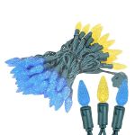 Yellow and Blue 70 LED C6 Strawberry Mini Lights Commercial Grade Green Wire