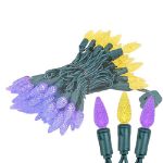 Yellow and Purple 70 LED C6 Strawberry Mini Lights Commercial Grade Green Wire