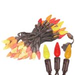 Yellow/Red/Orange 70 LED C6 Strawberry Mini Lights Commercial Grade on Brown Wire