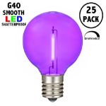 Purple - G40 - Plastic Filament LED Replacement Bulbs - 25 Pack