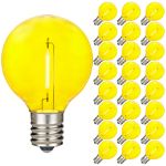 Yellow - G40 - Plastic Filament LED Replacement Bulbs - 25 Pack