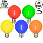 Multi LED G50 Plastic Filament LED Globe Bulbs - 25pk
