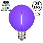 Purple LED G50 Plastic Filament LED Globe Bulbs - 25pk