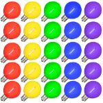 Rainbow Color LED G50 Plastic Filament LED Globe Bulbs - 25pk
